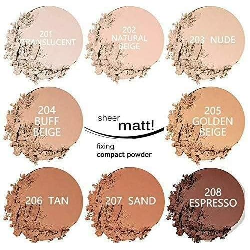AQUAPURITY - PHOERA Sheer Matte Fixing Powder Makeup Base Fixer Setting Powder Foundation Fixing Compact Pressed Powder Long Lasting Make Up Fixer Skin Vitamin E Beauty Blender (202 Natural Beige¡¦)