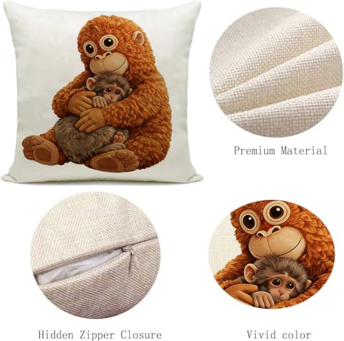 NONETH Punch Monkey Throw Pillow Cover 18x18, Funny Viral Meme Decorative Cushion for Couch & Bed