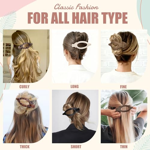 Flat Hair Clips for Women - 6 Pack Medium Claw Clips
