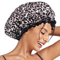 Aquior Reusable Waterproof Shower Cap - Leopard Print Large