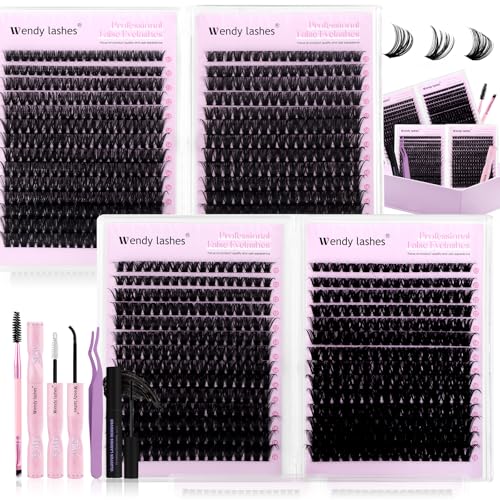 Wendy Lash Clusters Kit - 980 Pcs, 10-18mm Mixed, D Curl