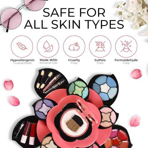 Toysical Makeup Kit for Teens - Flower Palette Gift Set for Teen Girls and Women - Makeup for Girls 10-12 - Petals Expand to 3 Tiers - Variety Shade Array - Full Starter Kit for Beginners