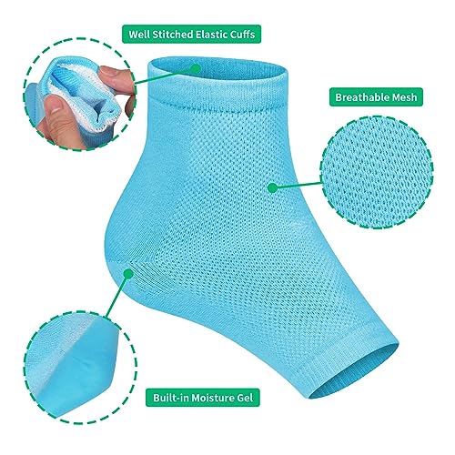 Ohtomber Gel Moisturizing Heel Socks for Dry Cracked Feet - 5 Pairs