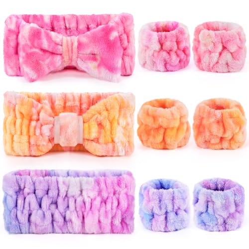 Spa Headband & Wristband Set - 9 Pc Skincare Bundle