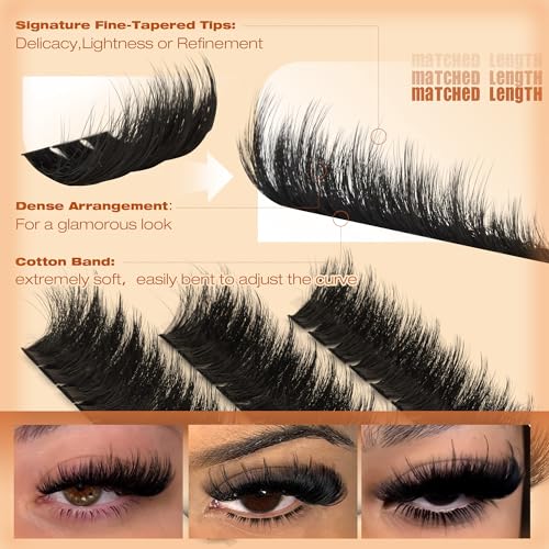 Fluffy Eyelash Clusters 260D+300D Mink Lashes Extensions