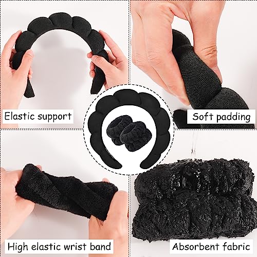 Spa Headband & Wristband Set for Face Washing & Skincare