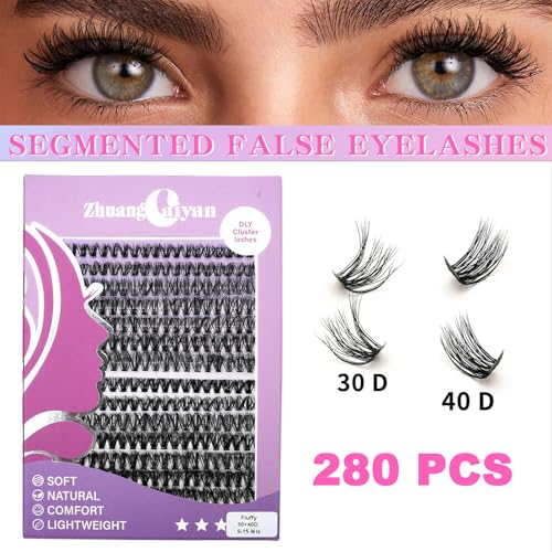 Eyelash Extension Kit 280pcs Cluster Lashes 9-15mm Mixed