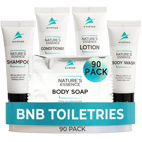 90-Piece Hotel Toiletries Set for Guest Satisfaction - Shampoo, Conditioner, Soap & Lotion