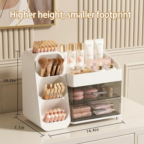 Large Capacity Makeup Organizer with Brush Holder & Bottle Storage