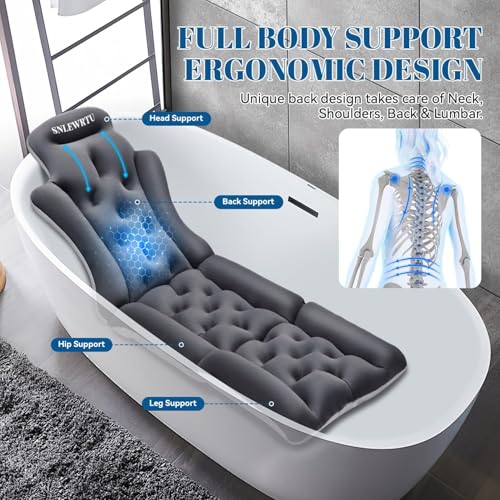 Full Body Bath Pillow with 160 Suction Cups - Ergonomic Bathtub Cushion