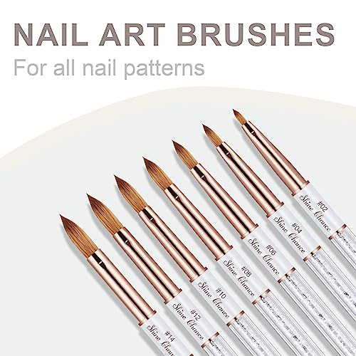 Shine Chance Acrylic Nail Brush Size 2, 100% Real Kolinsky Art Nail Brush for Acrylic Powder Application, Handmade Women Manicure Nail Extension Tool for Professional DIY Home Salon and Beginners