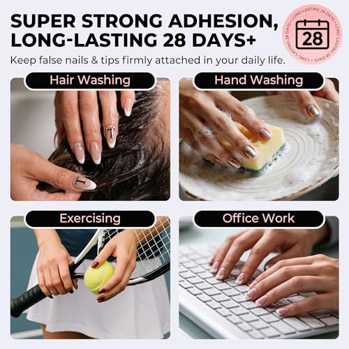 Luckyfairy Strong Nail Glue for Press On Nails, Quick Drying 10g (2-Pack)