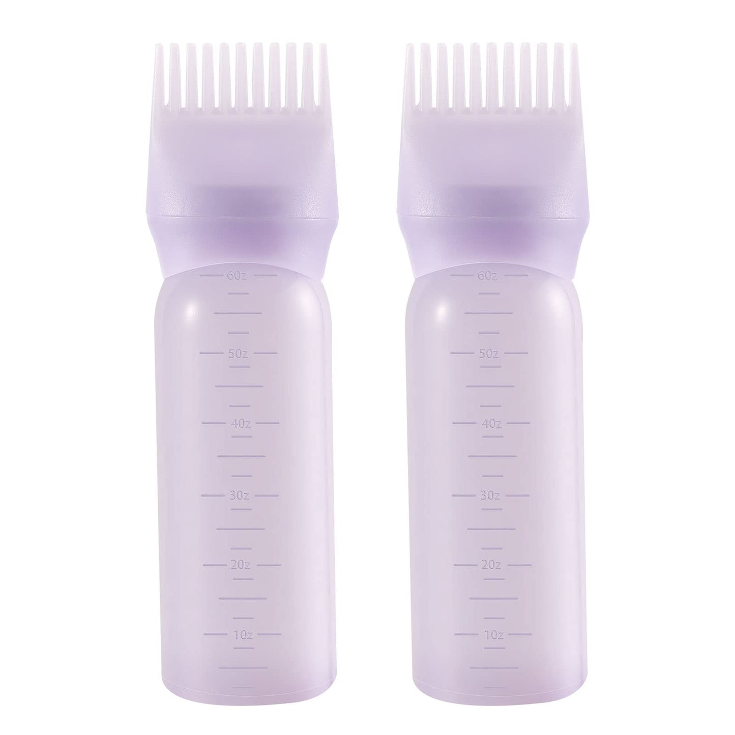 Root Comb Applicator Bottle, 6 Ounce, Oil Applicator for Hair Dye, Bottle Applicator Brush with Graduated Scale, Purple, 2 Pack