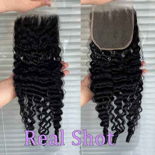 5x5 Burmese Curly Closure 100% Real Human Hair Curly 5x5 Transparent HD Lace Closure Natural Black 1B Color 18 Inch