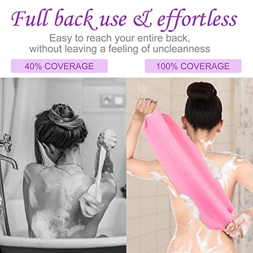 Moukeren Back Scrubber with Handles 4 Pack – Exfoliating Washcloth