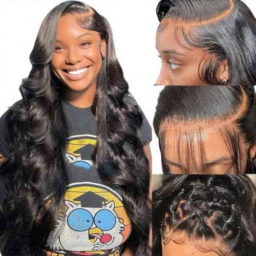 Body Wave Human Hair Wigs for Women Glueless HD Lace Front Wigs Human Hair Body Wave 180 Density Lace Frontal Wigs Human Hair Pre Plucked Body Wave 13x6 Lace wigs 28 Inch