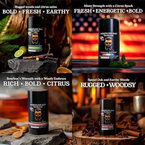 Deodorant for Men - Aluminum Free Mens Deodorant - Travel Size Natural Deodorants - Sweat Protection for Underarm - Stain-Free Stick Deodorants - Made in USA, 3.2oz (Pack of 4, The Box)