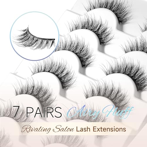 GAQQI Wispy D-Curve False Eyelashes - 7 Pairs Reusable Faux Mink