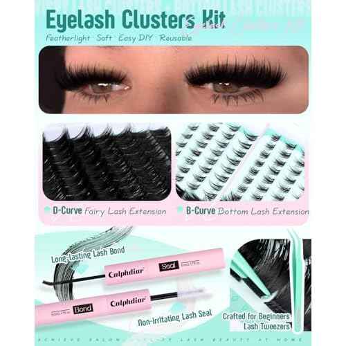 Thick Fairy Lash Clusters Kit DIY Salon-Effect Lash Extensions Wispy Eyelash Clusters Kit Spiky Manga Individual Lashes Bottom Lashes Clusters Eyelash Extensions Kit 5-20mm Fluffy Lash Extension Kit