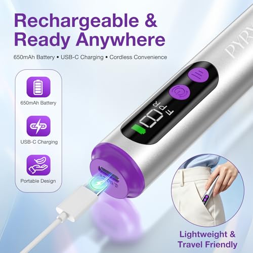 PYRYSA Cordless Electric Nail Drill Machine with LED Display & 9 Speeds