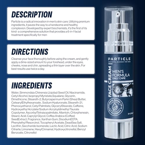 Particle 6-in-1 Face Cream for Men, Men¡¯s Daily Hydrating Moisturizer with Vitamin C, Jojoba Oil, Vitamin E & Hyaluronic Acid, Skin Care Routine, Healthy Skin Support, Pack of 1, 1.7 FL OZ