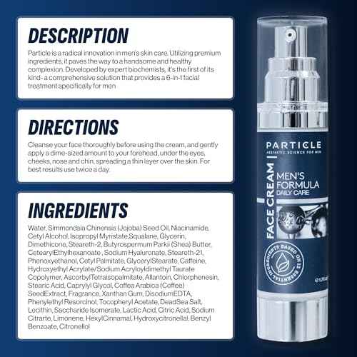 Particle 6-in-1 Face Cream for Men, Men¡¯s Daily Hydrating Moisturizer with Vitamin C, Jojoba Oil, Vitamin E & Hyaluronic Acid, Skin Care Routine, Healthy Skin Support, Pack of 1, 1.7 FL OZ