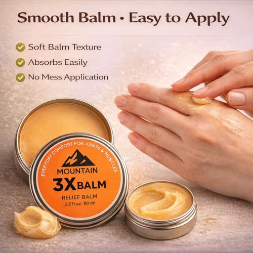 Mountain 3X Balm, Mountain 3X Relief Balm - 2.7fl oz ? Soothing Body Balm for Neck, Hands & Feet with Organic Arnica & Camphor (1 pack)