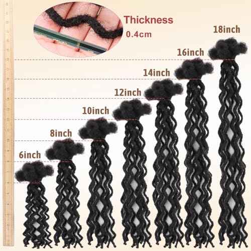 30-Strand Pack of 6'' Curly Dreadlock Extensions ? Handmade from 100% Human Hair, Afro Kinky Wavy Texture, 0.6cm Thick Micro Locs for Realistic Style
