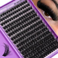 Thick Lash Clusters 180D Mega Volume Lash Extension 12-22mm Long Cluster Eyelashes Volume Individual Lashes D-Curly Faux Mink Eyelash Extension DIY Lash Extension for Beginners by FOINEMYED