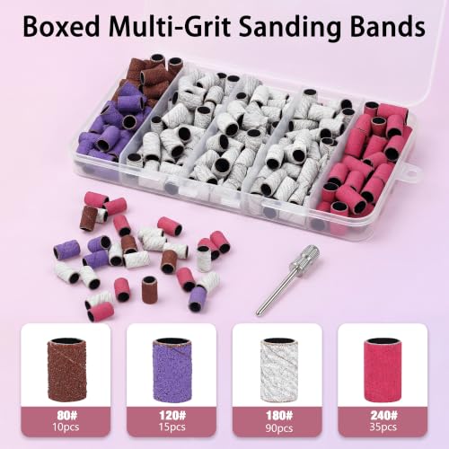 Nail Drill Sanding Bands Set 150 Pcs with 4 Grits for Manicure & Pedicure - Variation 153C