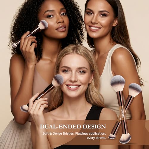 MAANGE 7-Piece Dual-Ended Makeup Brush Set with Bag