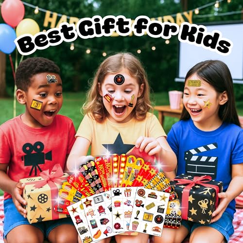 72-Piece Movie Night Party Favors Set - Tattoos & Slap Bracelets