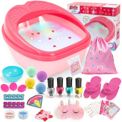 Kids Foot Spa Kit with Colorful Lights & Bubbles - Spa Day Set for Ages 4-12