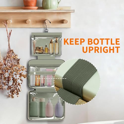 Folding Toiletry Bag with Hanging Hook - 3-Layer Waterproof Organizer