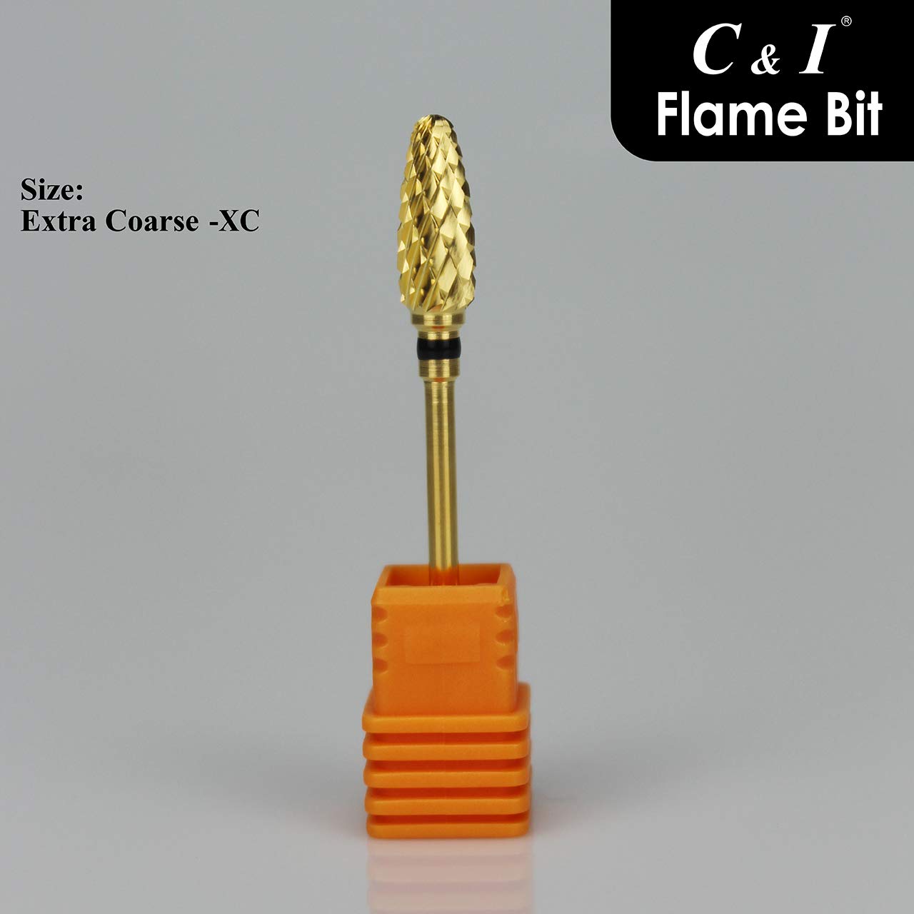 C & I Flame Bit Carbide Nail Drill for Electric Manciure Drill Machine of Nail Beauty (Extra Coarse -XC, Gold)
