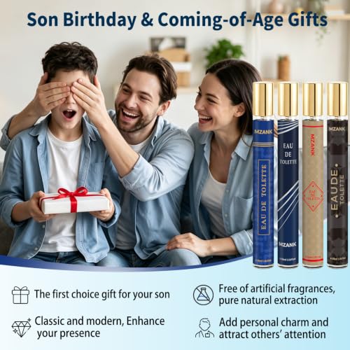 MZANK Perfume Set 1 - 4 Travel Size Men's Cologne Sampler, Long-Lasting Fragrances