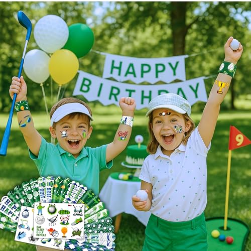 48PCS Golf Party Set 24PCS Temporary Tattoos & 24PCS Slap Bracelets Fun Golf-Themed Birthday Supplies, Baby Shower Gifts, Classroom Rewards & Party Decorations for Kids (Boys & Girls)