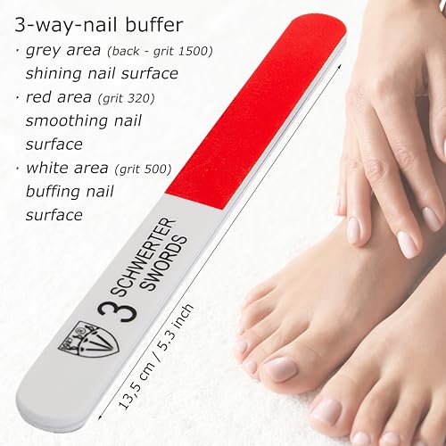 Sapphire Metal Nail File Set with 3-Way Buffer - 6 pcs.