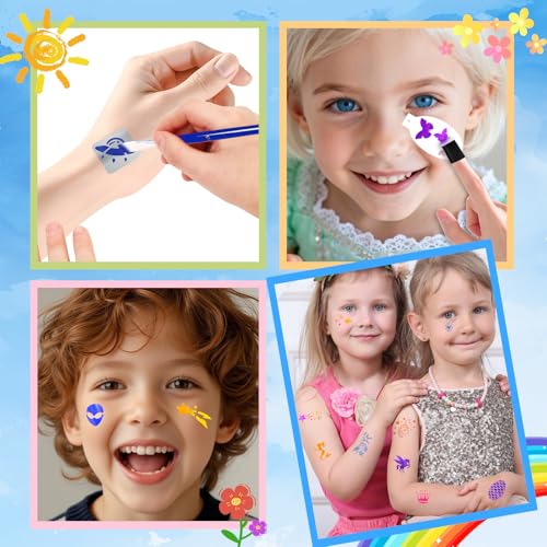 Face Paint Stencil Kit - 58 Piece Set with Brushes & Gems