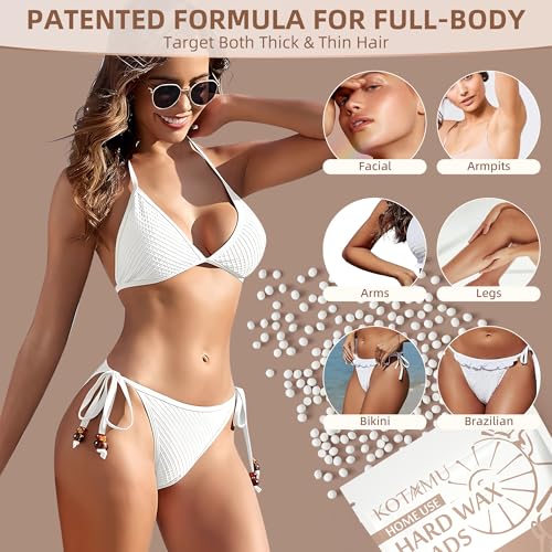 KOTAMU Unscented Hard Wax Beads 1 lb White for Full Body Hair Removal