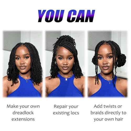 Afro Kinky Curly Human Hair Bulk for Permanent Micro Locs/Twists/Braids - Repair Locs - 1 Pack 50 Gram (1B, 18inch)
