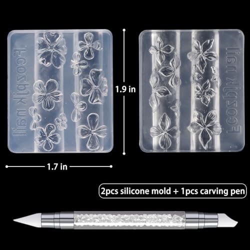 3D Flower Silicone Nail Molds with Carving Pen Kit