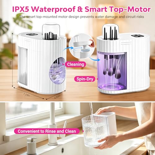 Electric Makeup Brush Cleaner Machine | 3-in-1 Fast Drying, 1200RPM