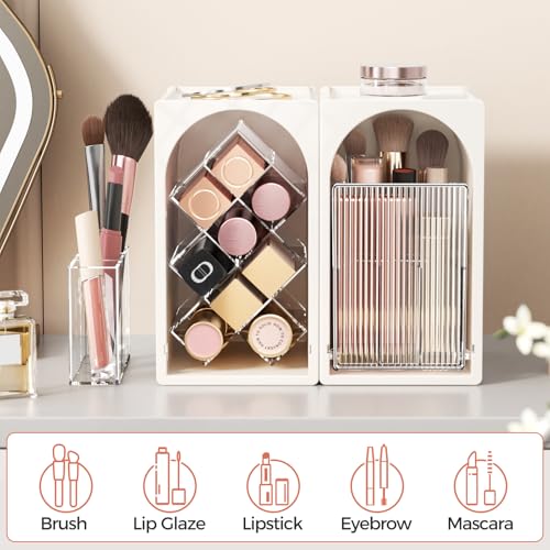 Modular Makeup Organizer, Clear Acrylic Cosmetic Storage Box with Drawer, Vanity Countertop Organizer for Makeup, Skincare and Beauty Accessories ? Multiple Styles