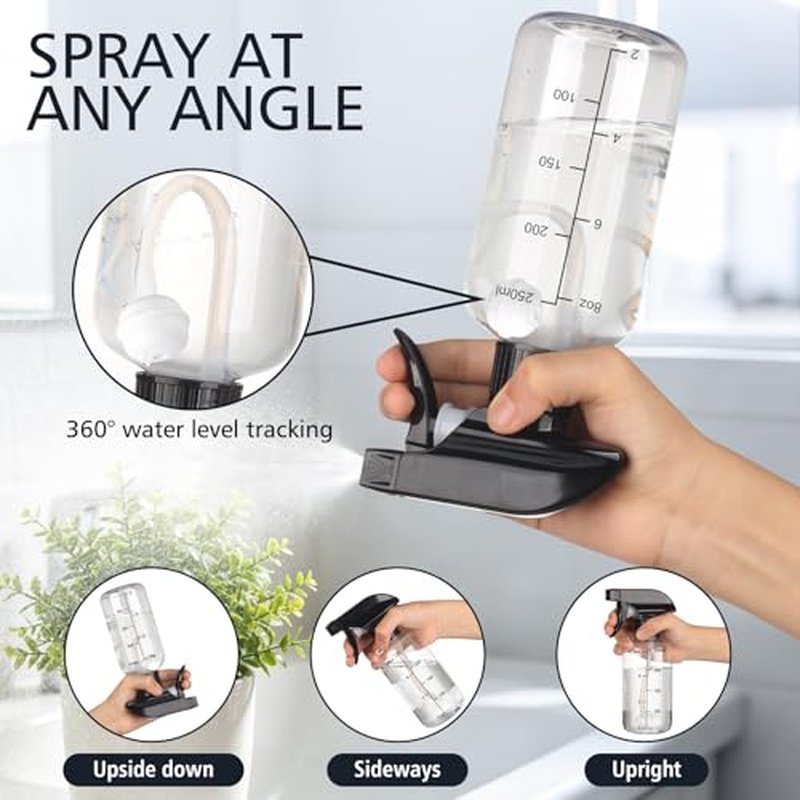 Gungtien 10oz Spray Bottles 2-Pack - Adjustable Nozzle & 360° Design
