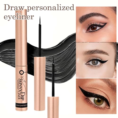 Skinny Dip Shiny Black Dip Liner ? 24H Long Lasting Eyebrow Gel for Fluffy or Laminated Brows, Clear Vegan Brow Gel with Precise Applicator, Non-Flaky, Quick Dry, Cruelty-Free