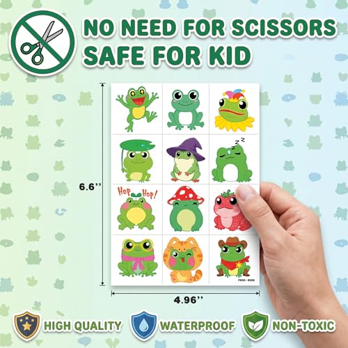 96 Pack Green Frog Temporary Tattoos for Kids