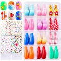 FANDAMEI Kids Press On Nails Set with Stickers & Gems