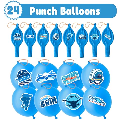 72 Piece Swimming Party Favor Set | Punch Balloons & Tattoos