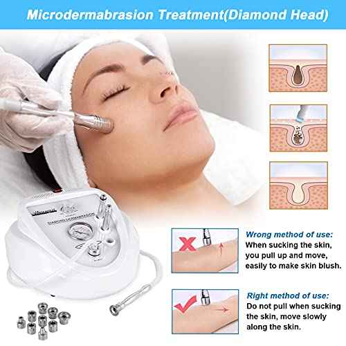 2 in 1 Diamond Microdermabrasion Machine Professional Blackhead Removal Equipment, 65-68cmHg Suction Power Professional Dermabrasion Facial Skin Care Massager for Home Salon Use with 300 Cotton Filter
